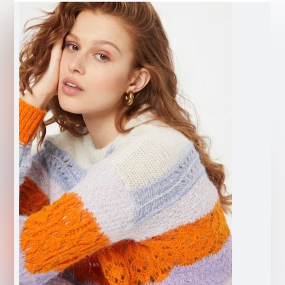 Vero Moda crochet knit colorblock new boho sweater size medium brand new - Picture 5 of 17